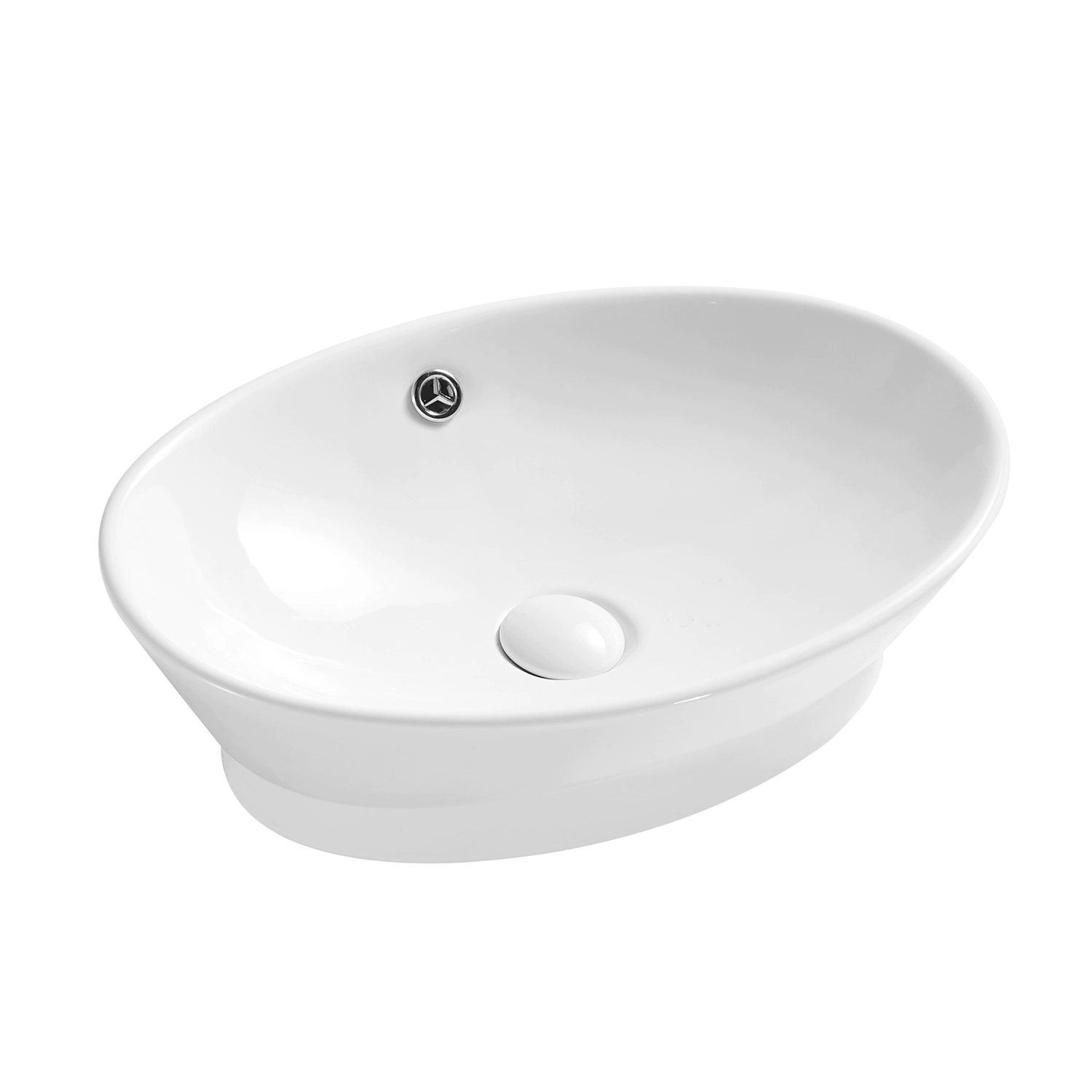 High quality modern white bathroom sink 19 inches oval vitreous china sink with pre-drilled overflow hole